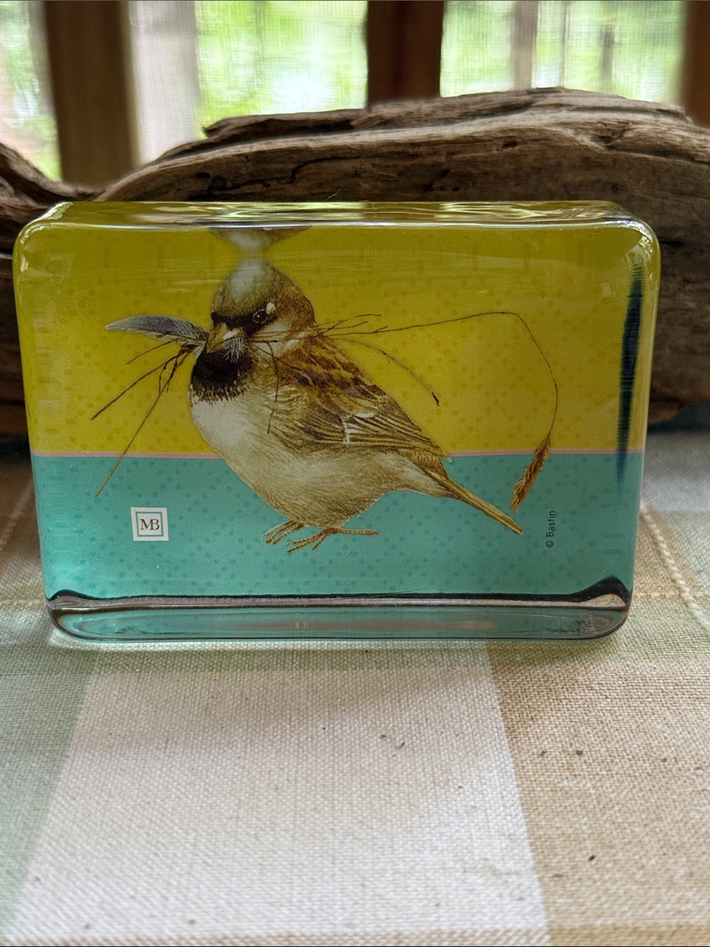 Marjolein Bastin HOUSE SPARROW Nature's Sketchbook Glass Paperweight